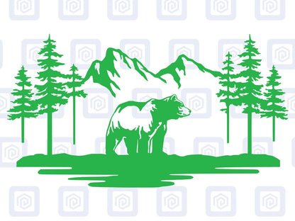 LARGE Bear Mountain Decal For Campervan Van Caravan Sticker Graphic Forrest
