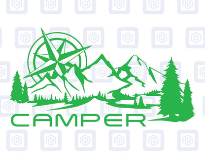 Camper Mountain Wood Vinyl Decals For Camper Van Caravan Sticker Graphic