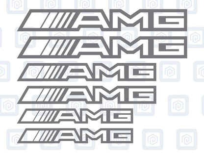 AMG Hollow Letter Brake Caliper Decal Style Stickers - 3 SIZES - x 6