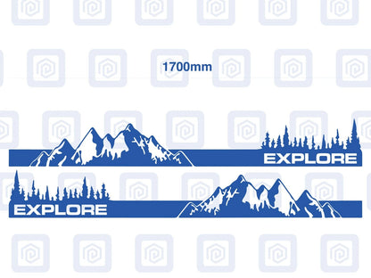 2.2m Explore Full Side Vinyl Decals For Campervan Motorhome Caravan Graphic Sill