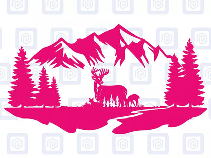 Scenic Deer Mountain Vinyl Decal For Campervan Van Caravan Sticker Graphic Camp