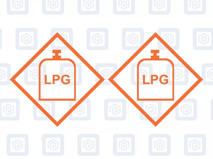 LPG Gas Warning Sign Custom Colour sticker logos (set of 2)