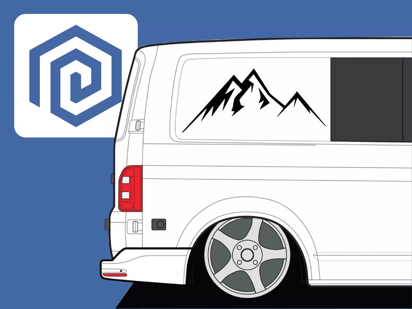 LARGE Mountain Vinyl Decals For Camper Van Caravan Sticker Graphic Pair x2