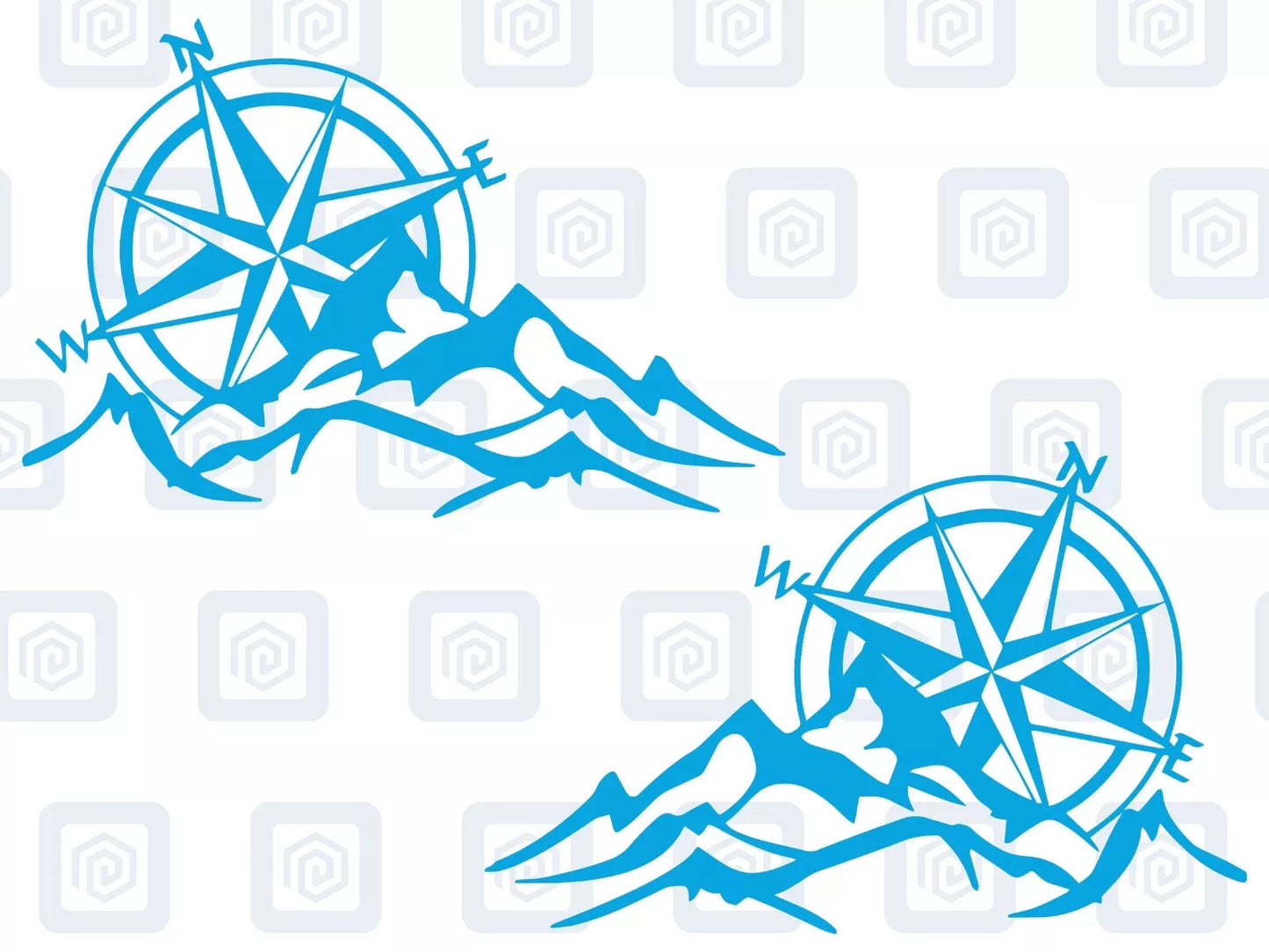 LARGE 2x Compass Mountain Vinyl Decals For Camper Van Caravan Sticker Graphic