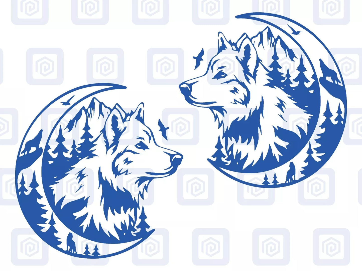 LARGE 2x Wolf Mountain Moon Vinyl Decals For Camper Van Caravan Sticker Graphic