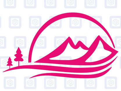 Sun Silhouette Mountain Wood Vinyl Decals For Camper Van Caravan Sticker Graphic