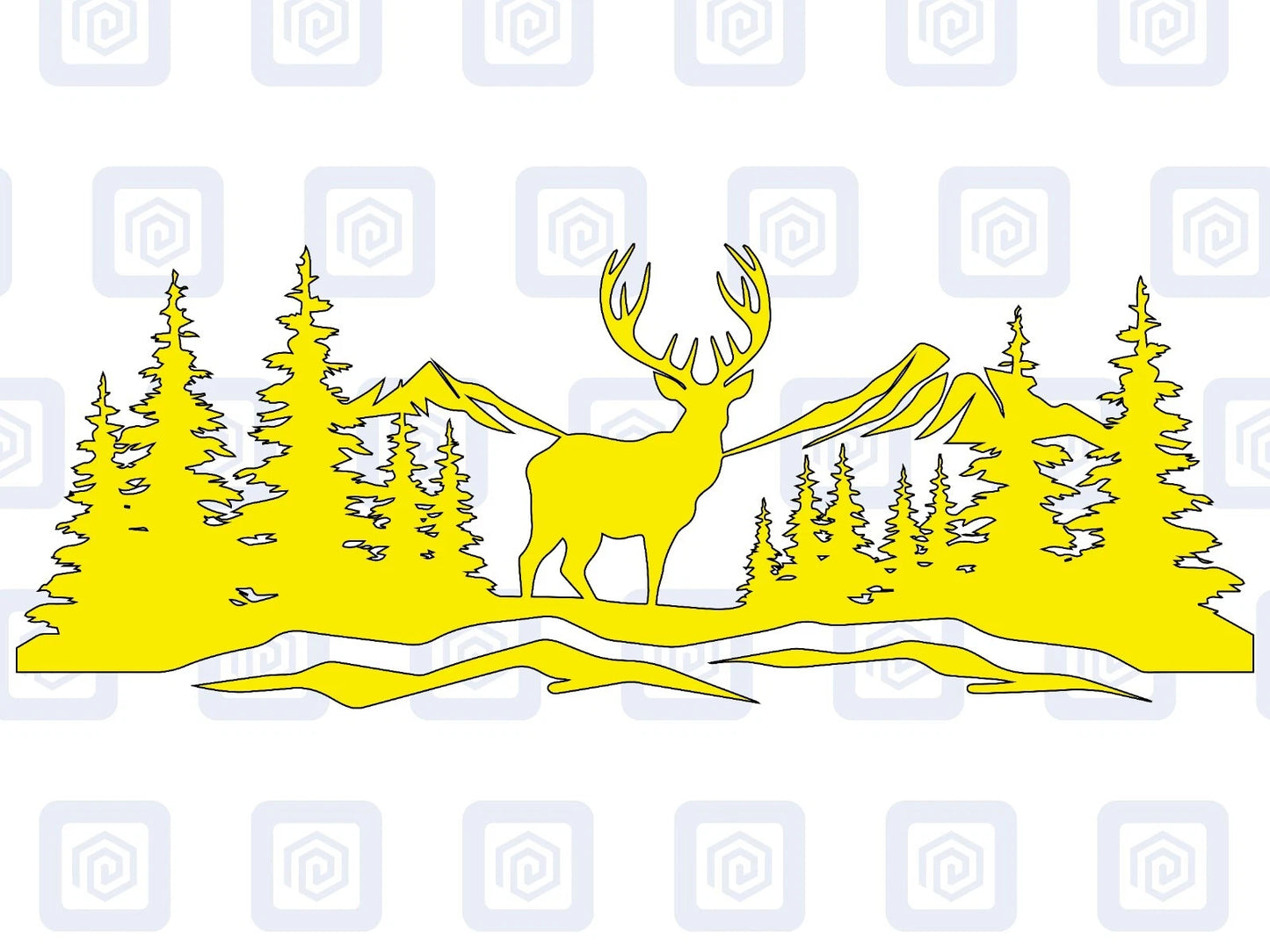 LARGE Mountain Forrest Deer Lake Nature Vinyl Decal Camper Van Caravan Sticker