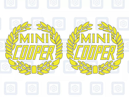 Classic Cooper Crest Fits MINI BMW ROVER AUSTIN Decal sticker logos (set of 2)