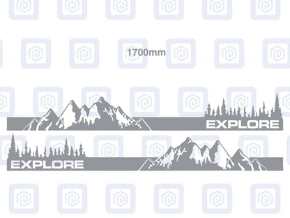 2.2m Explore Full Side Vinyl Decals For Campervan Motorhome Caravan Graphic Sill