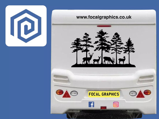 LARGE Forrest Deer Wood Fawn Decal Campervan Van Caravan Sticker Graphic
