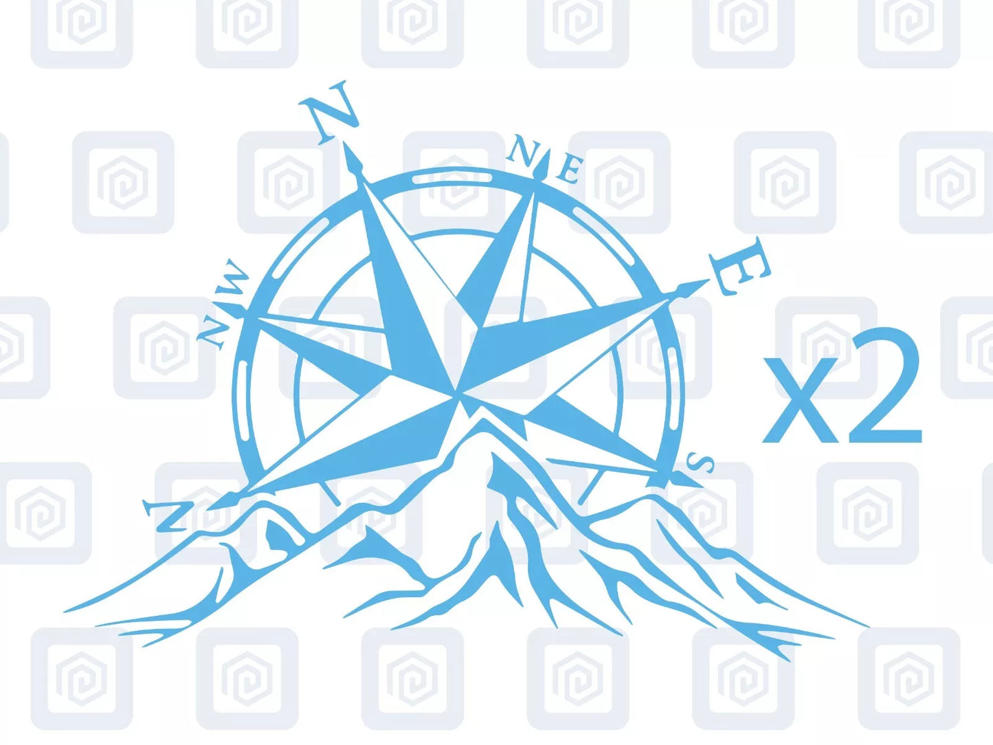 Compass Mountain Vinyl Decals For Campervan Van Caravan Sticker Graphic