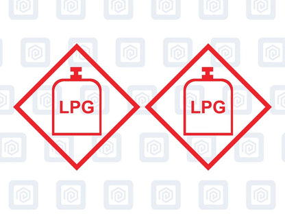 LPG Gas Warning Sign Custom Colour sticker logos (set of 2)