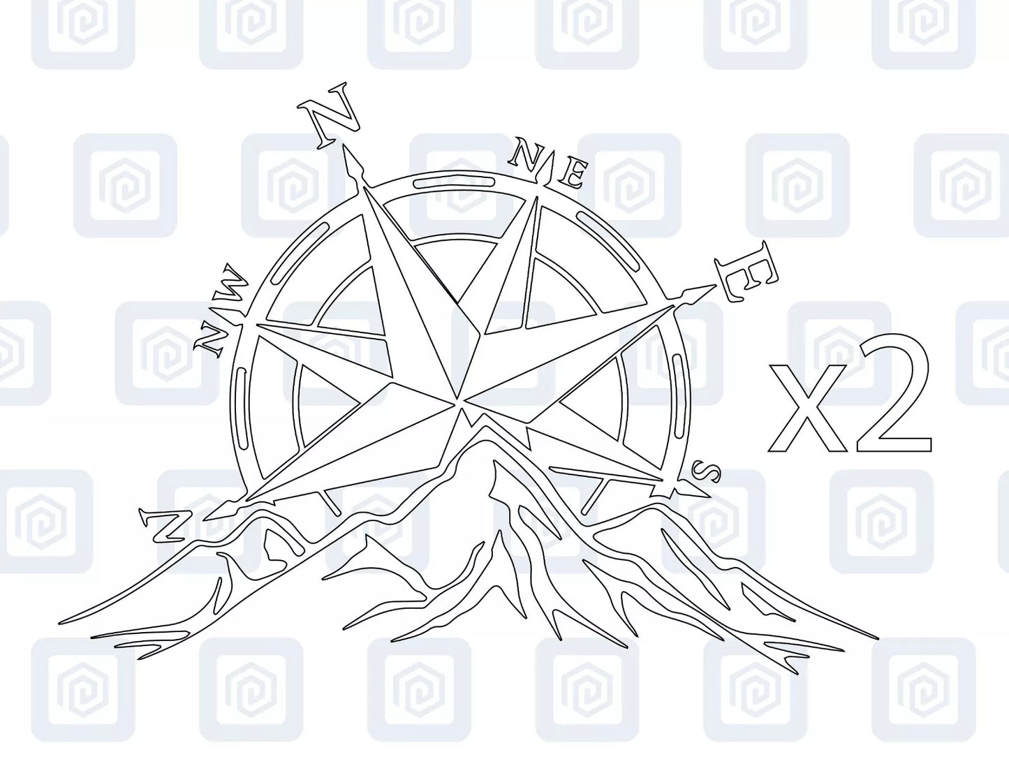 Compass Mountain Vinyl Decals For Campervan Van Caravan Sticker Graphic