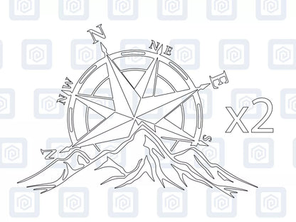 Compass Mountain Vinyl Decals For Campervan Van Caravan Sticker Graphic