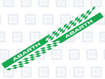 Fiat Abarth 500 595 695 Chequer Side Stripe Decal Sticker Pair (Set of 2)