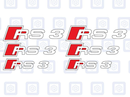 Audi RS3 Style Brake Caliper Decals A3 Hatch Sportback Sticker Logos (set of 6)
