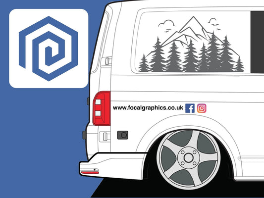 2x Scenic Mountain Vinyl Decals For Camper Van Caravan Sticker Graphic