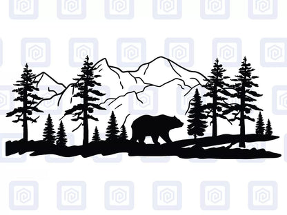 LARGE Bear Mountain Forrest Vinyl Decals For Camper Van Caravan Sticker Graphic