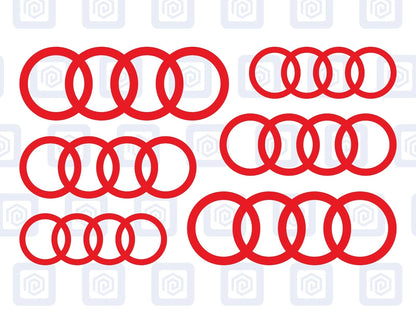 Rings Brake Caliper Decal Style Stickers Fits A3 A4 A5 A6 TT - 3 SIZES - x 6