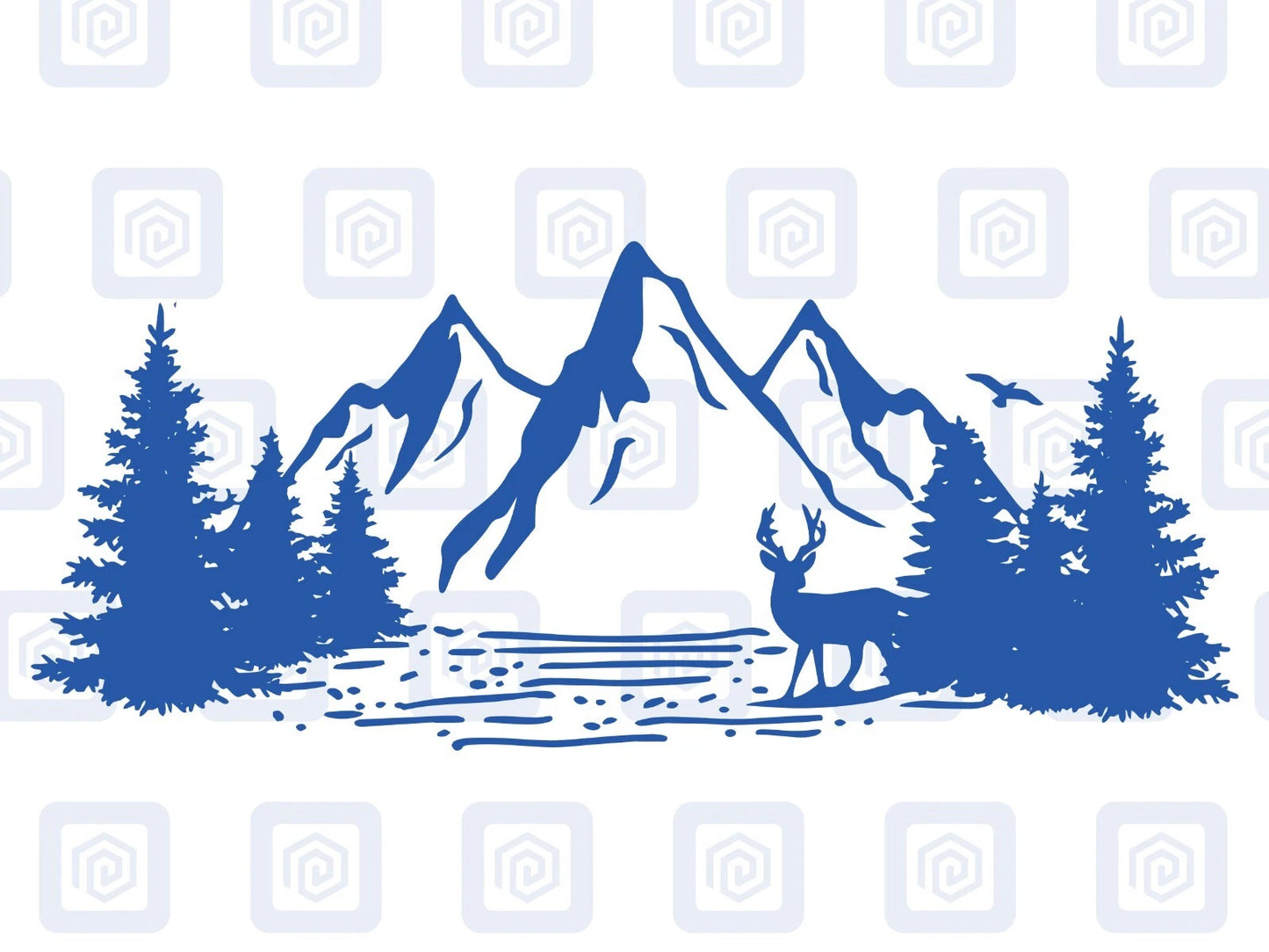 LARGE Forrest Mountain Lake Deer Decal Campervan Van Caravan Sticker Graphic