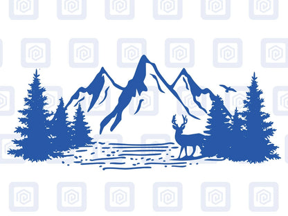 LARGE Forrest Mountain Lake Deer Decal Campervan Van Caravan Sticker Graphic