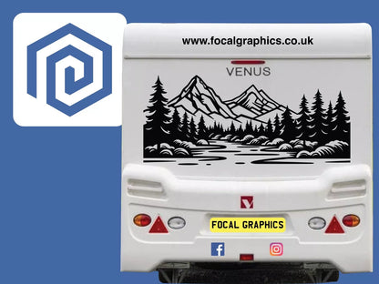 XL Mountain River Scenic Vinyl Decals For Camper Van Caravan Sticker Graphic