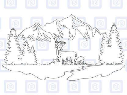 Scenic Deer Mountain Vinyl Decal For Campervan Van Caravan Sticker Graphic Camp