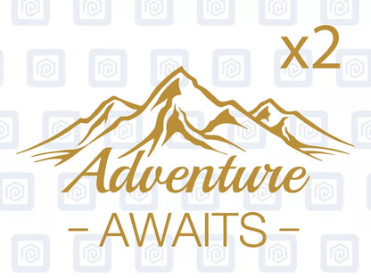 2x Adventure Awaits Vinyl Decals For Camper Motorhome Caravan Sticker Graphic
