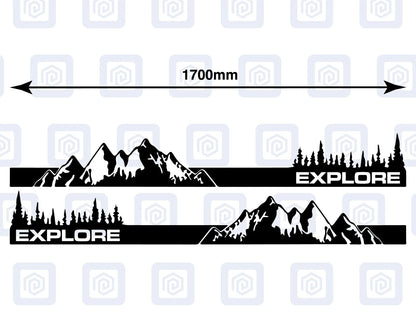 2.2m Explore Full Side Vinyl Decals For Campervan Motorhome Caravan Graphic Sill