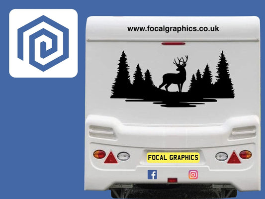 LARGE Deer Forrest Woodland Vinyl Decals For Camper Van Caravan Sticker Graphic