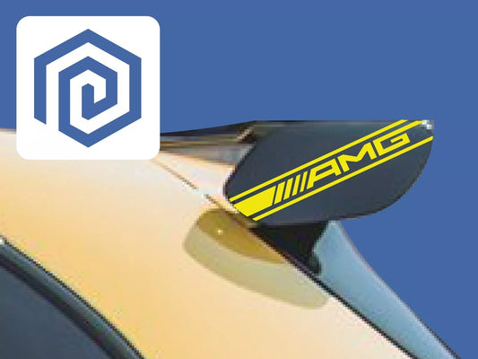 Mercedes A45 Spoiler Style Vinyl Decal Sticker Logo x 2 AMG A B C E S CLASSOpens