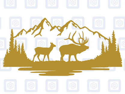 LARGE Stag Deer Doe Forrest Vinyl Decals For Camper Van Caravan Sticker Graphic