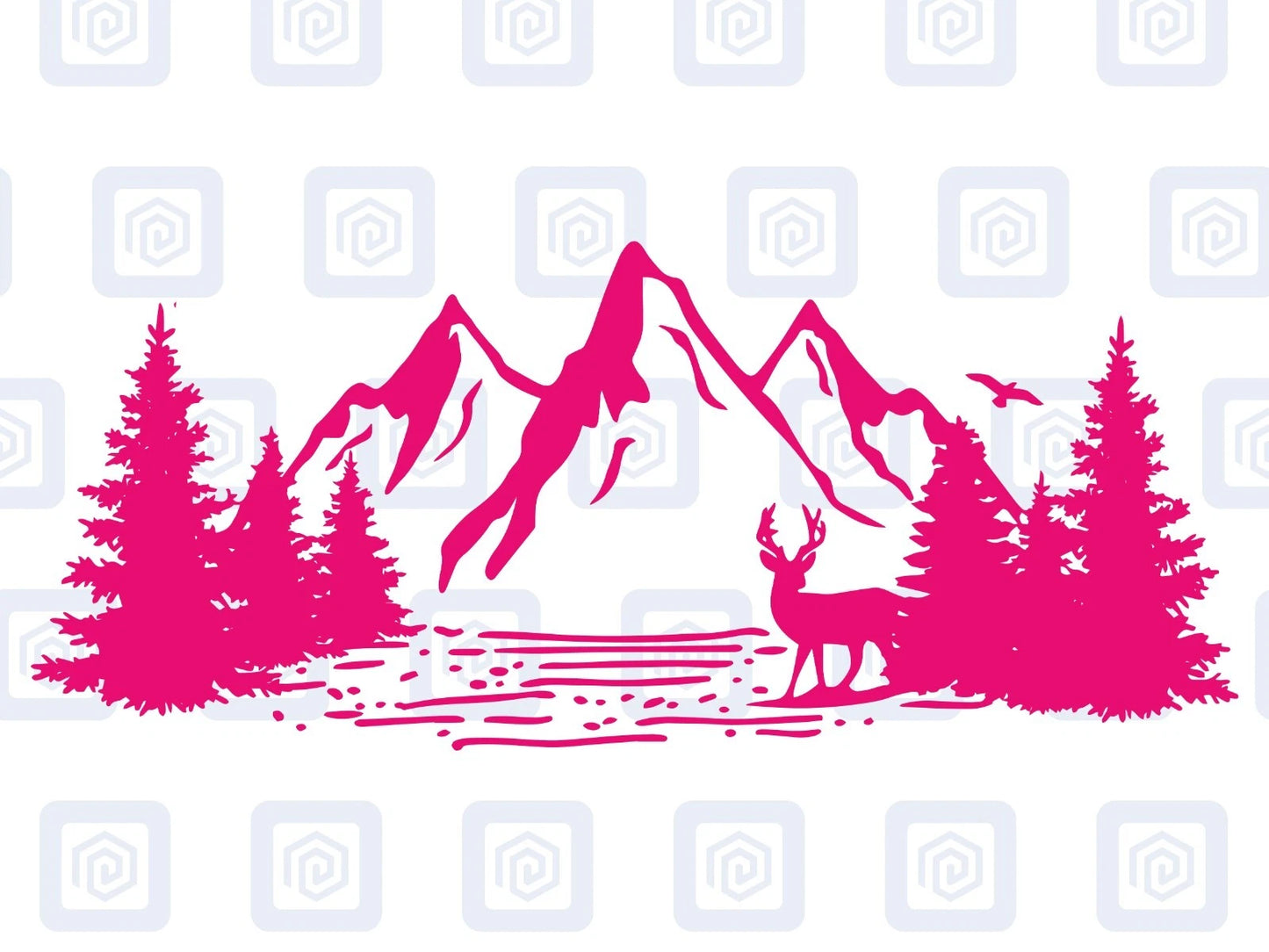 LARGE Forrest Mountain Lake Deer Decal Campervan Van Caravan Sticker Graphic