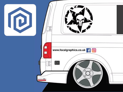 Skull Star Punisher Circle Decals For Camper Van Caravan Sticker Graphic