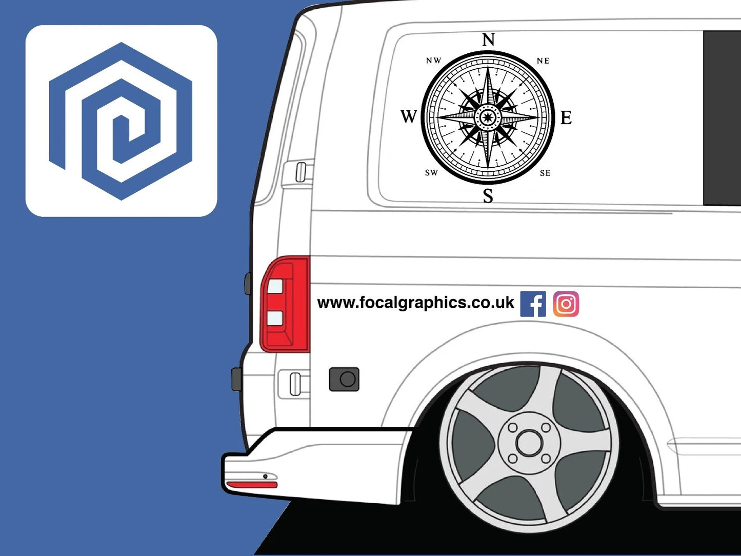Compass Vinyl Decal For Camper Van Caravan Motorhome Sticker Graphic Campervan