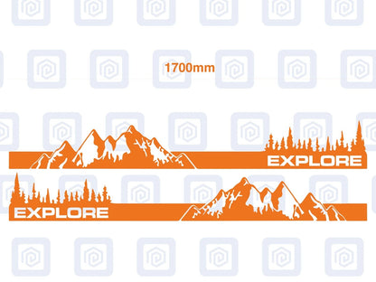 2.2m Explore Full Side Vinyl Decals For Campervan Motorhome Caravan Graphic Sill