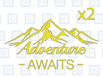 2x Adventure Awaits Vinyl Decals For Camper Motorhome Caravan Sticker Graphic