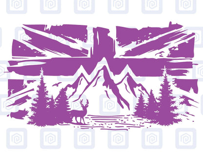 Union Jack Mountain Deer Vinyl Decals For Camper Van Caravan Sticker Graphic