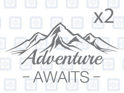 2x Adventure Awaits Vinyl Decals For Camper Motorhome Caravan Sticker Graphic