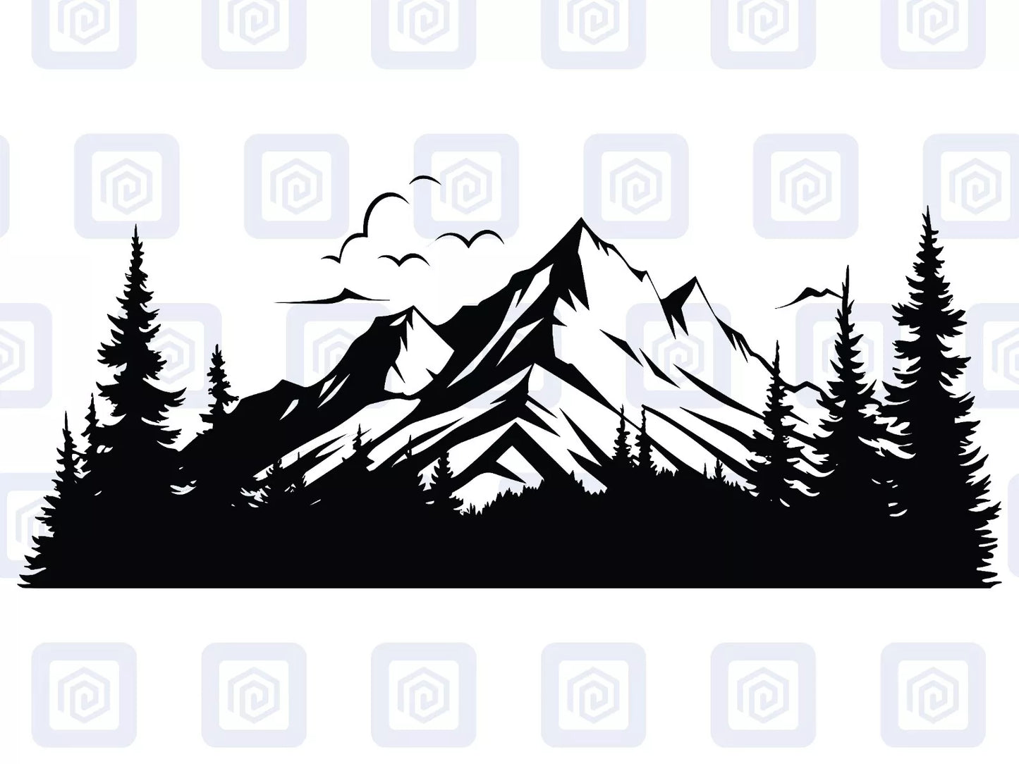 LARGE Mountain Forrest Nature Vinyl Decal Camper Van Caravan Sticker Graphic