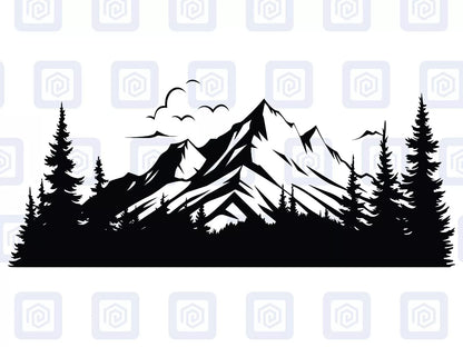 LARGE Mountain Forrest Nature Vinyl Decal Camper Van Caravan Sticker Graphic
