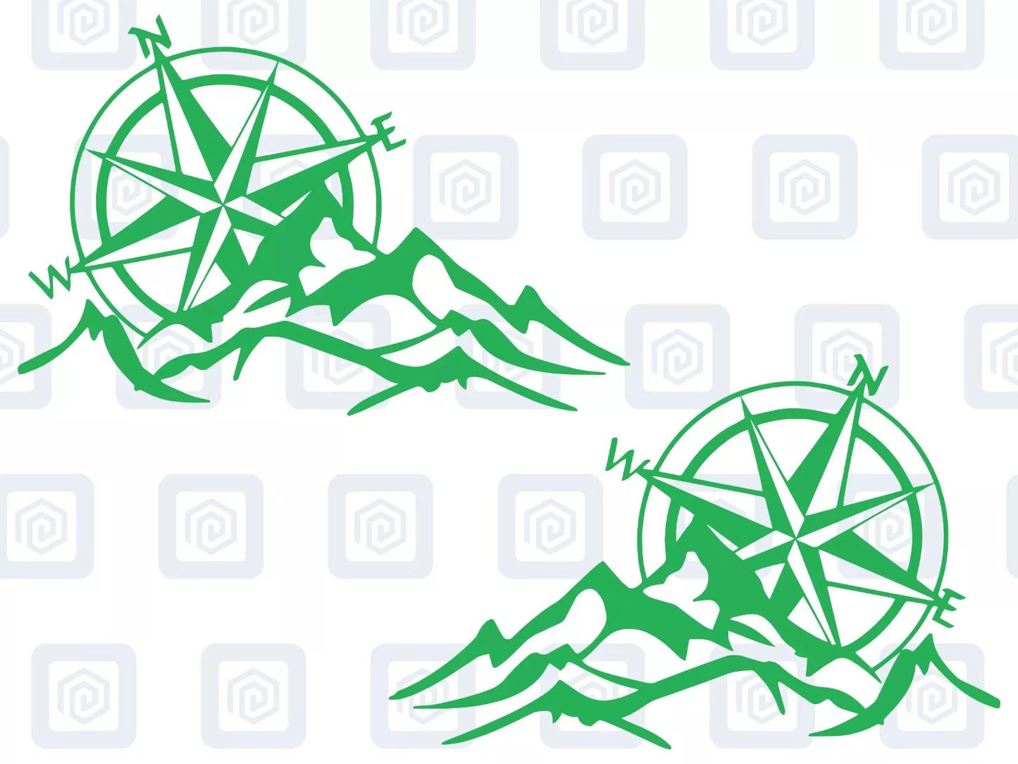 LARGE 2x Compass Mountain Vinyl Decals For Camper Van Caravan Sticker Graphic