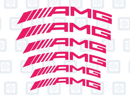 AMG Curved Brake Caliper Decal Style Stickers - 3 SIZES - x 6