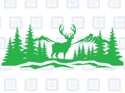 LARGE Mountain Forrest Deer Lake Nature Vinyl Decal Camper Van Caravan Sticker