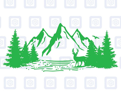 LARGE Forrest Mountain Lake Deer Decal Campervan Van Caravan Sticker Graphic