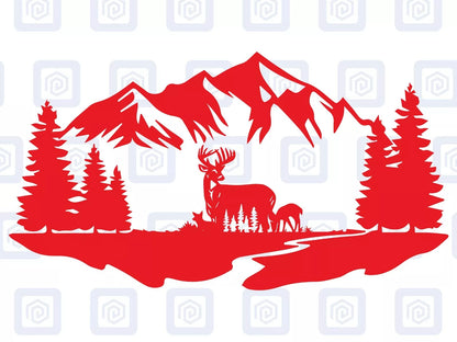 Scenic Deer Mountain Vinyl Decal For Campervan Van Caravan Sticker Graphic Camp