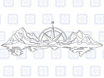 XL Mountain Compass Scenic Vinyl Decals For Camper Van Caravan Sticker Graphic