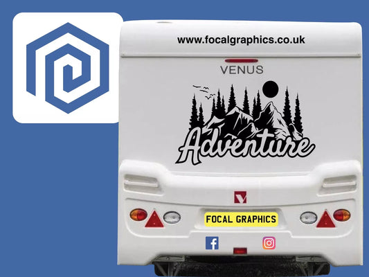 Adventure Mountain Vinyl Decal For Campervan Van Caravan Sticker Graphic Camping