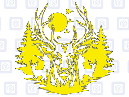 Deer Forrest Vinyl Decal For Campervan Van Caravan Sticker Graphic Camping LARGE