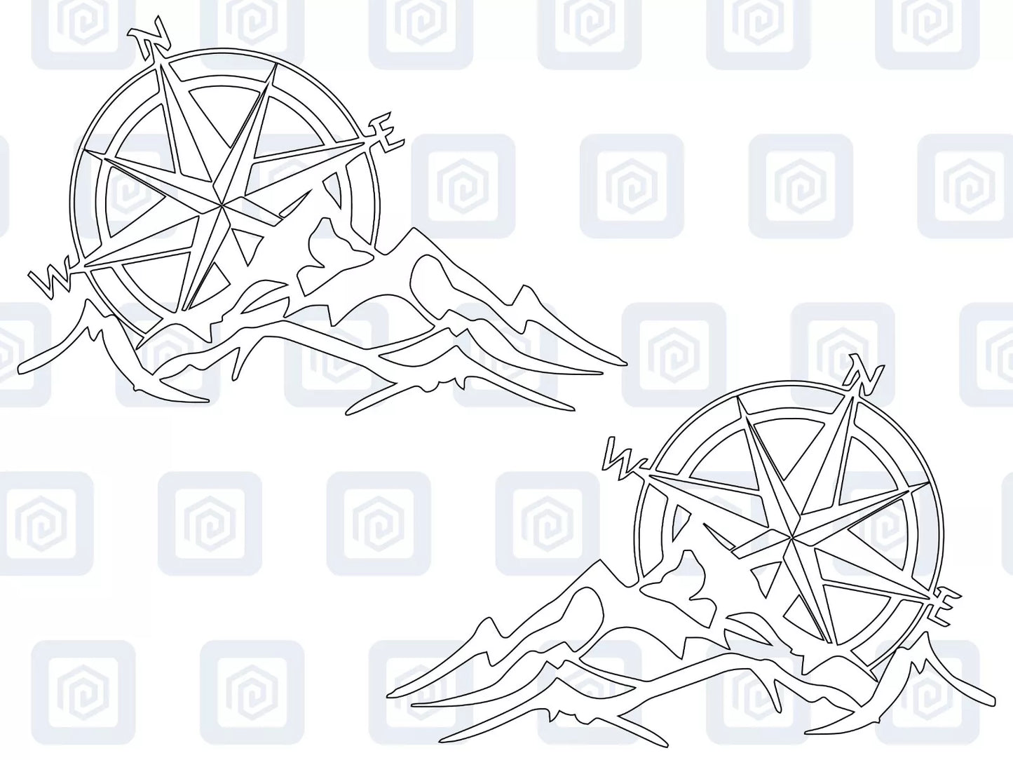 SMALL 2x Compass Mountain Vinyl Decals For Camper Van Caravan Sticker Graphic